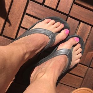 Silver flip flops!